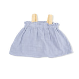 Micro Gingham Blue Blizzard - Top with Bows and Ruffle Leg Bloomer