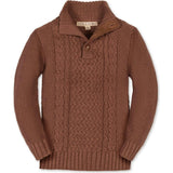Organic Mock Neck Cable Sweater, Brown