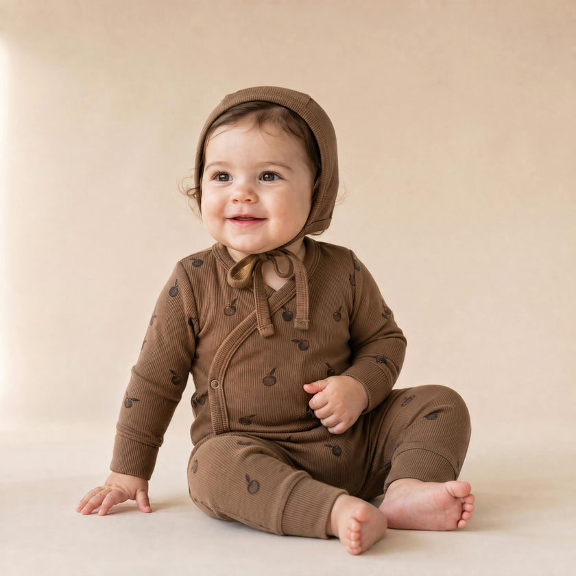 Organic Kimono Onesie & Pants Set - Apple