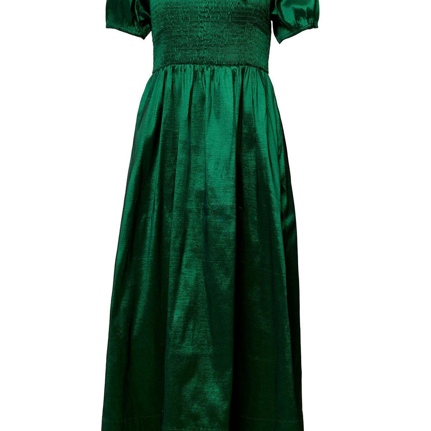 Cassie Dress in Green Taffeta