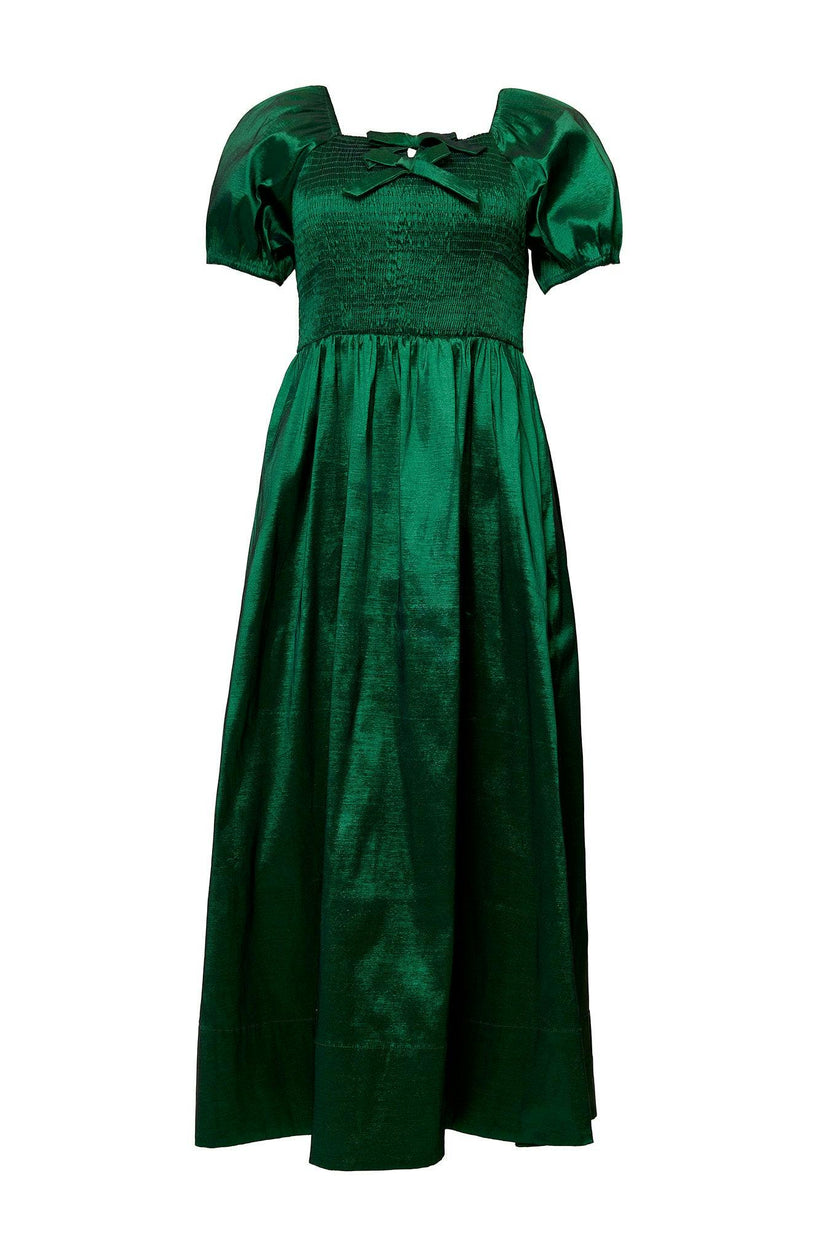 Cassie Dress in Green Taffeta
