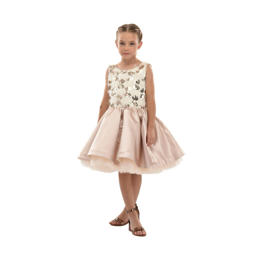 Beige Ashler Sequin Dress