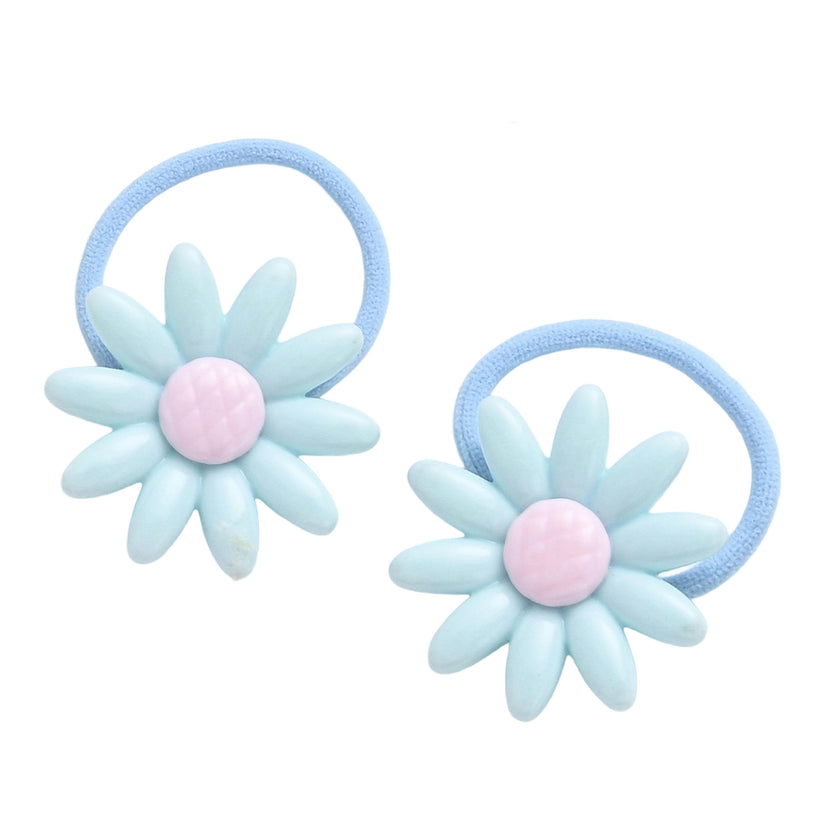 Button & Flower Hair Tie Set
