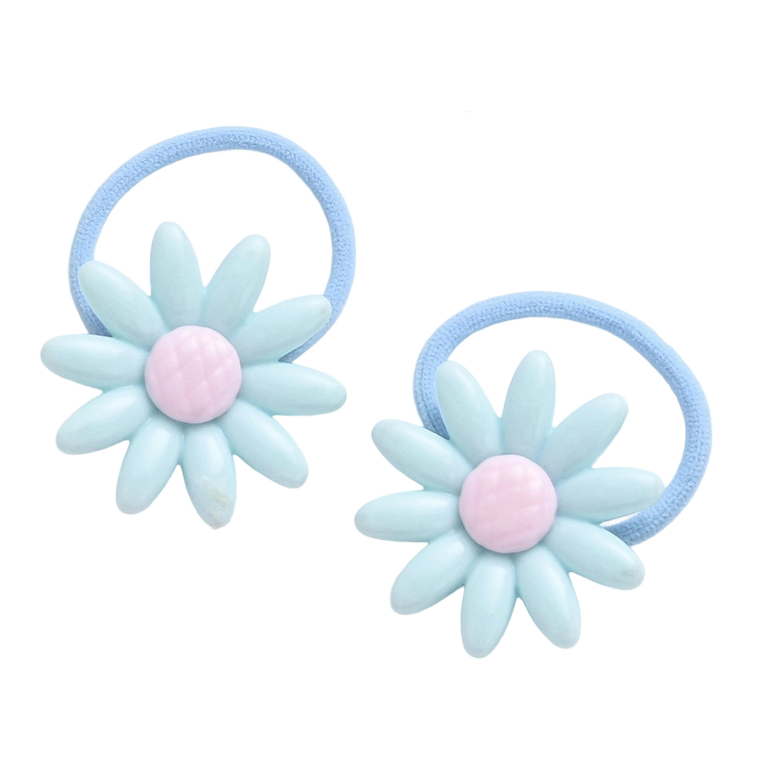 Button & Flower Hair Tie Set