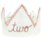 "Two" Linen Crown With Eyelash Trim