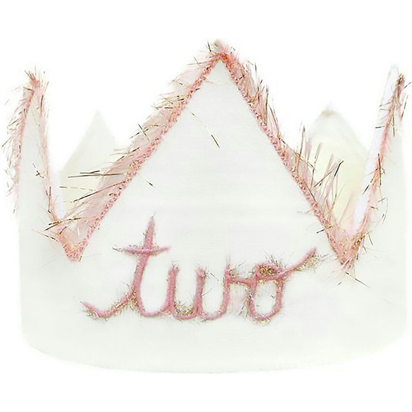 "Two" Linen Crown With Eyelash Trim