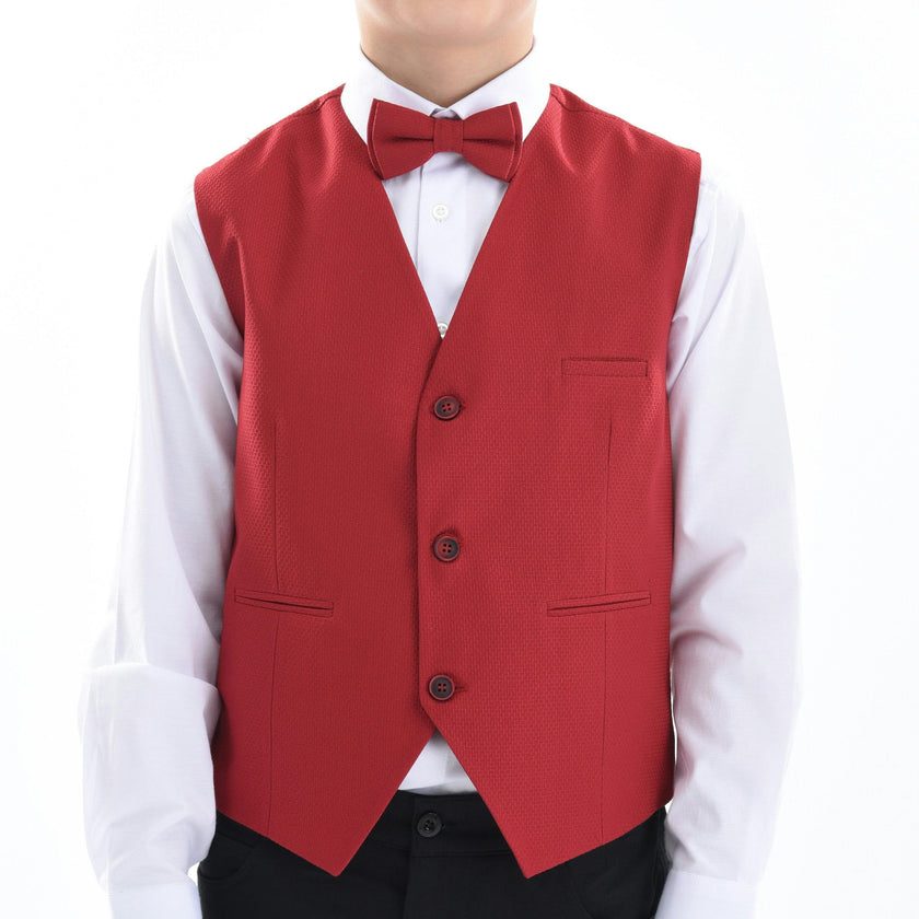 Red Solid Vest & Bowtie