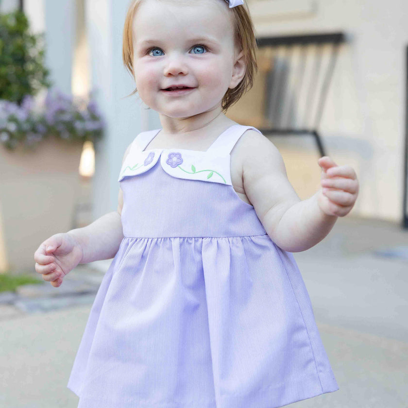 Pincord Romper with Flowers