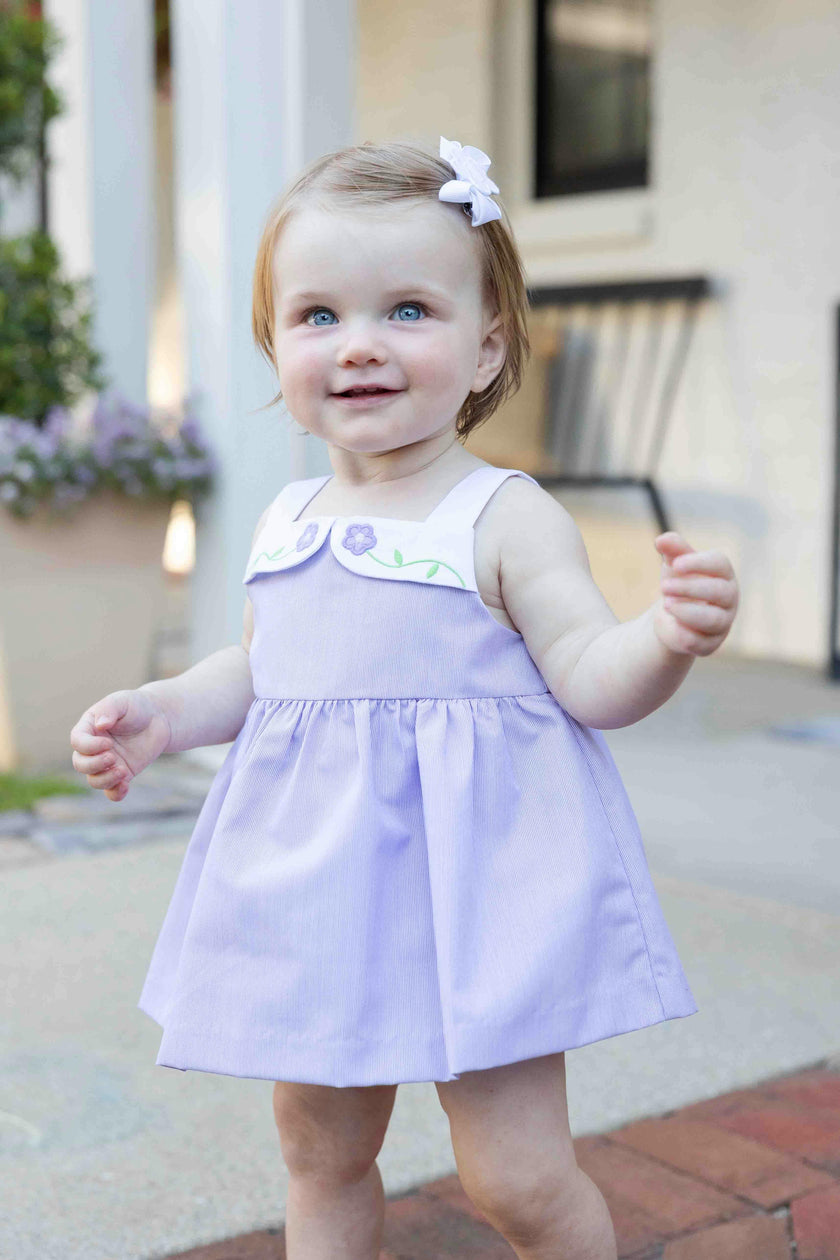 Pincord Romper with Flowers