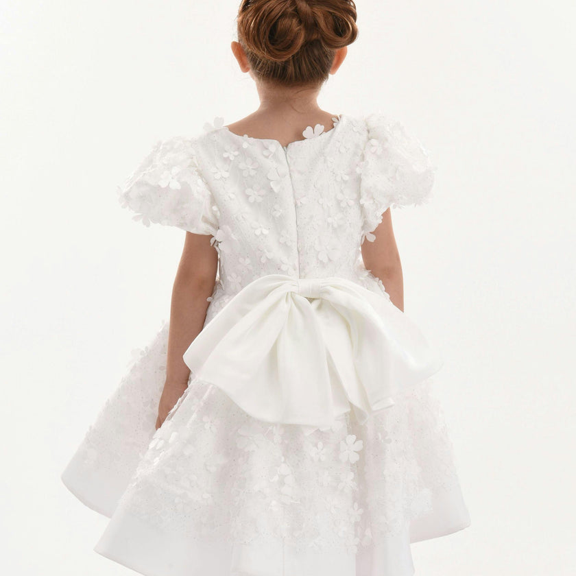 White Moneta Floral Bow Dress