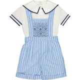 George Blue Stripe Sailor Overalls & Shirt Set