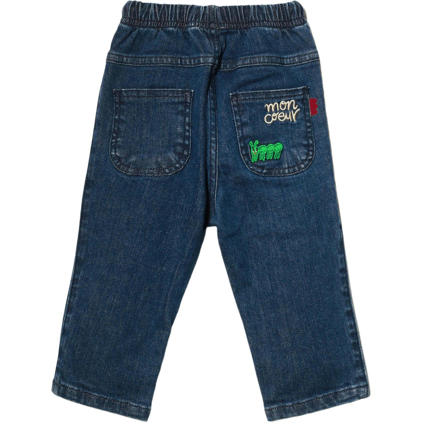 Recycled Denim Red Apple Patch Baby Pant