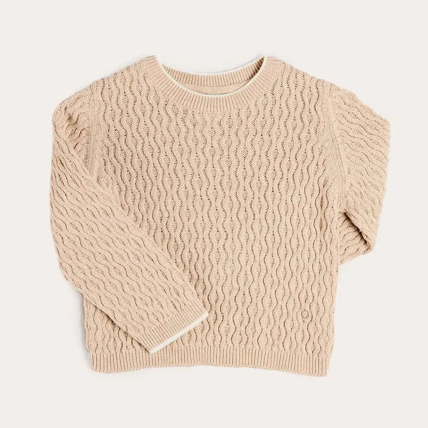 Wave Knit Jumper in Beige (3-10yrs)