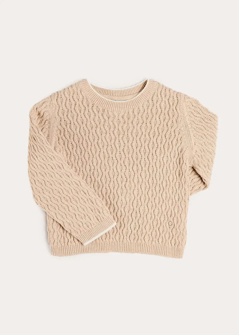 Wave Knit Jumper in Beige (3-10yrs)