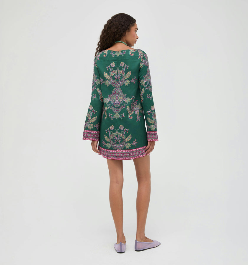 The Long Sleeve Viola Dress - Windsor Paisley Emerald Green