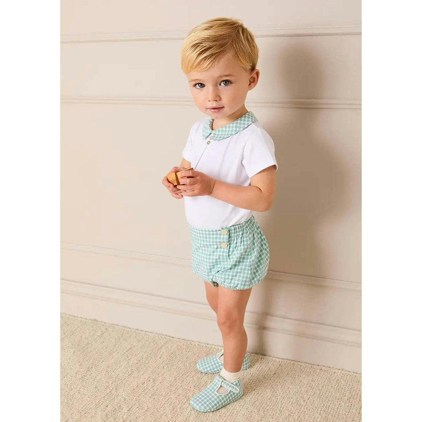 Lucas Check Button Detail Bloomers in Green (1mth-2yrs)