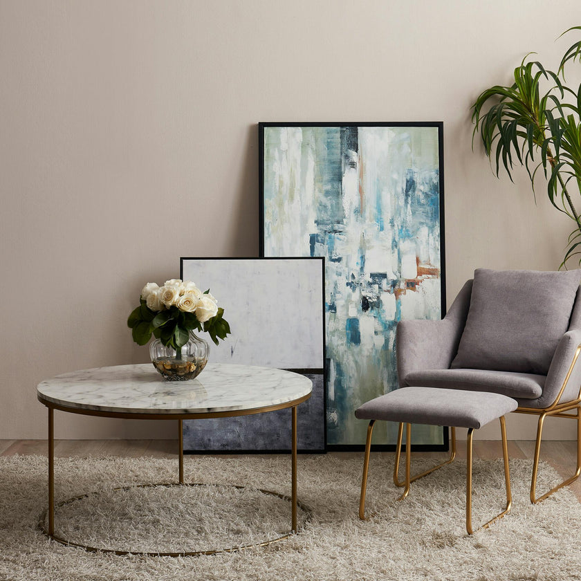 Marmo Modern Marble-Look Round Coffee Table