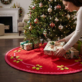 Handmade Christmas Tree Skirt Felt - Berries Red - 60"