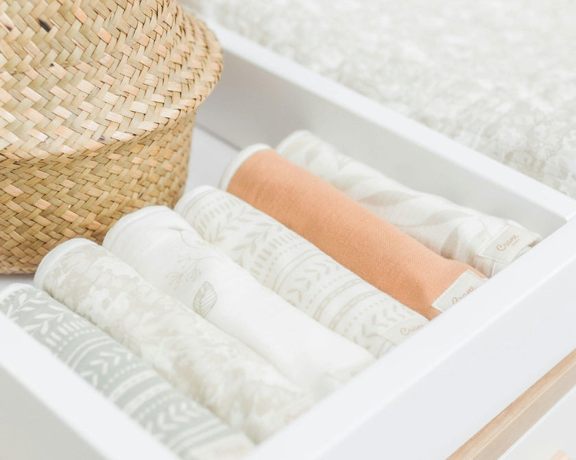 Willow Neutral Leaf Cotton Burp Cloth (Set of 3)