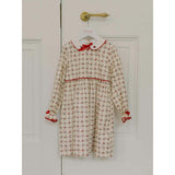 Red Grid Floral Selena Girl Dress
