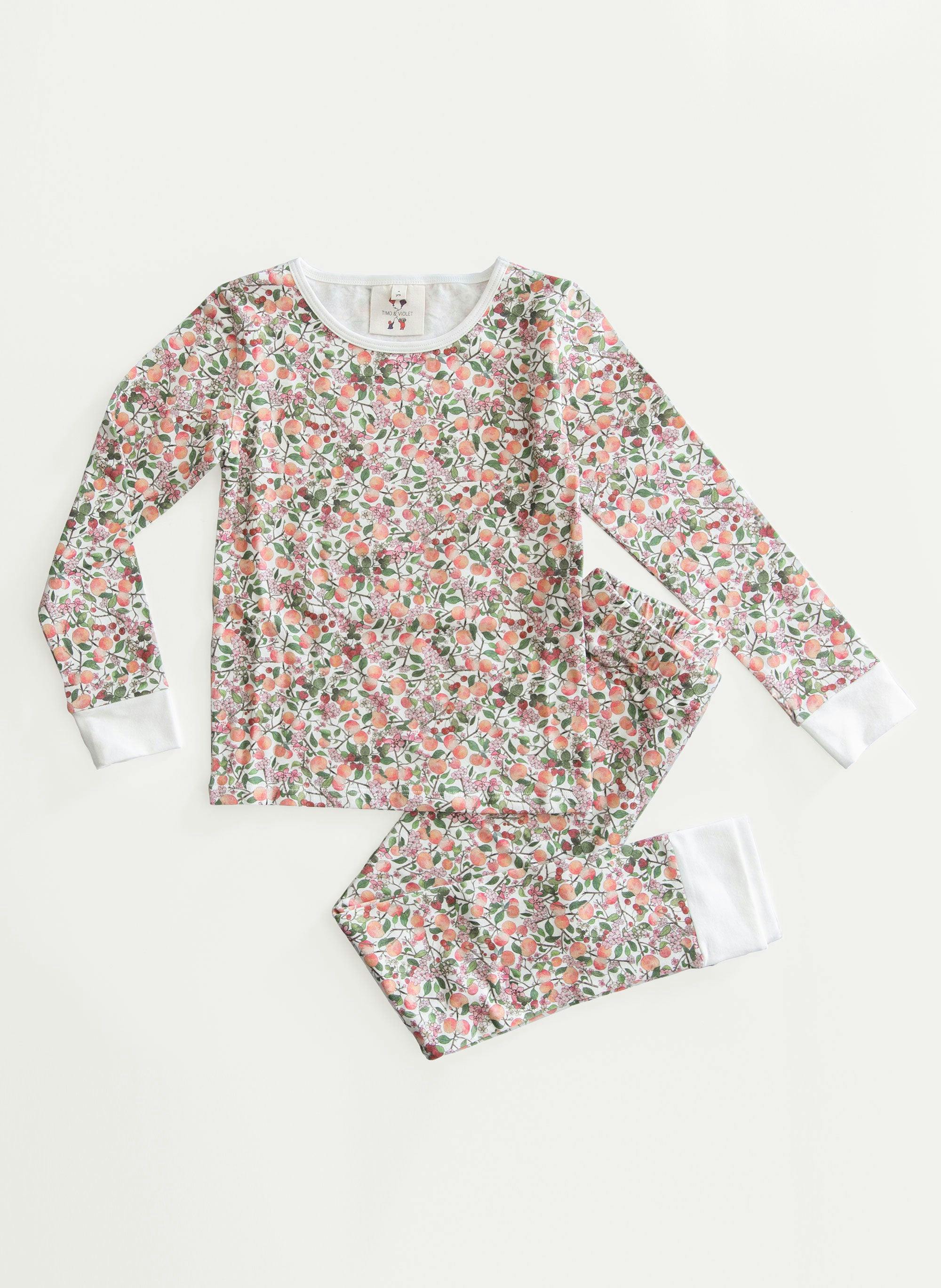 Children's Two Piece Organic Pajamas - Peach Blossom