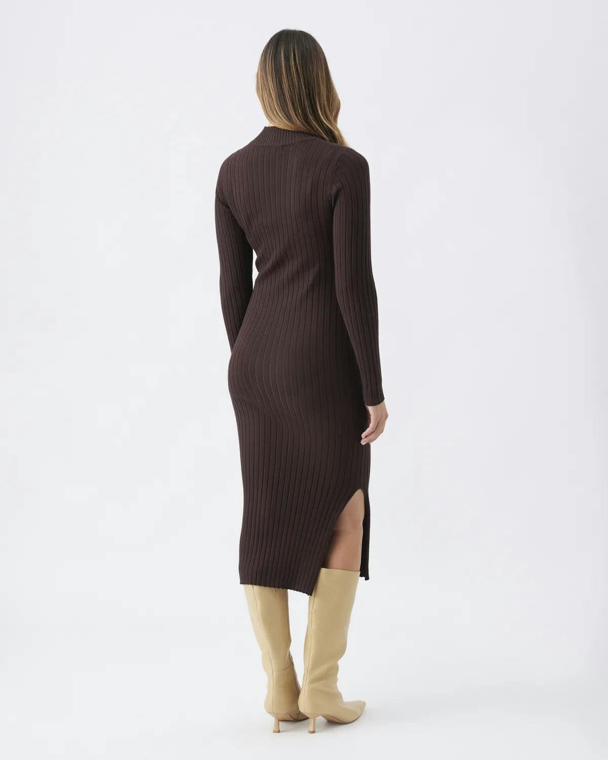 Nella Rib Nursing Knit Dress  Cocoa