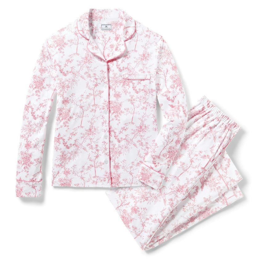 Women's Pima Pajama Set in Pink Timeless Toile