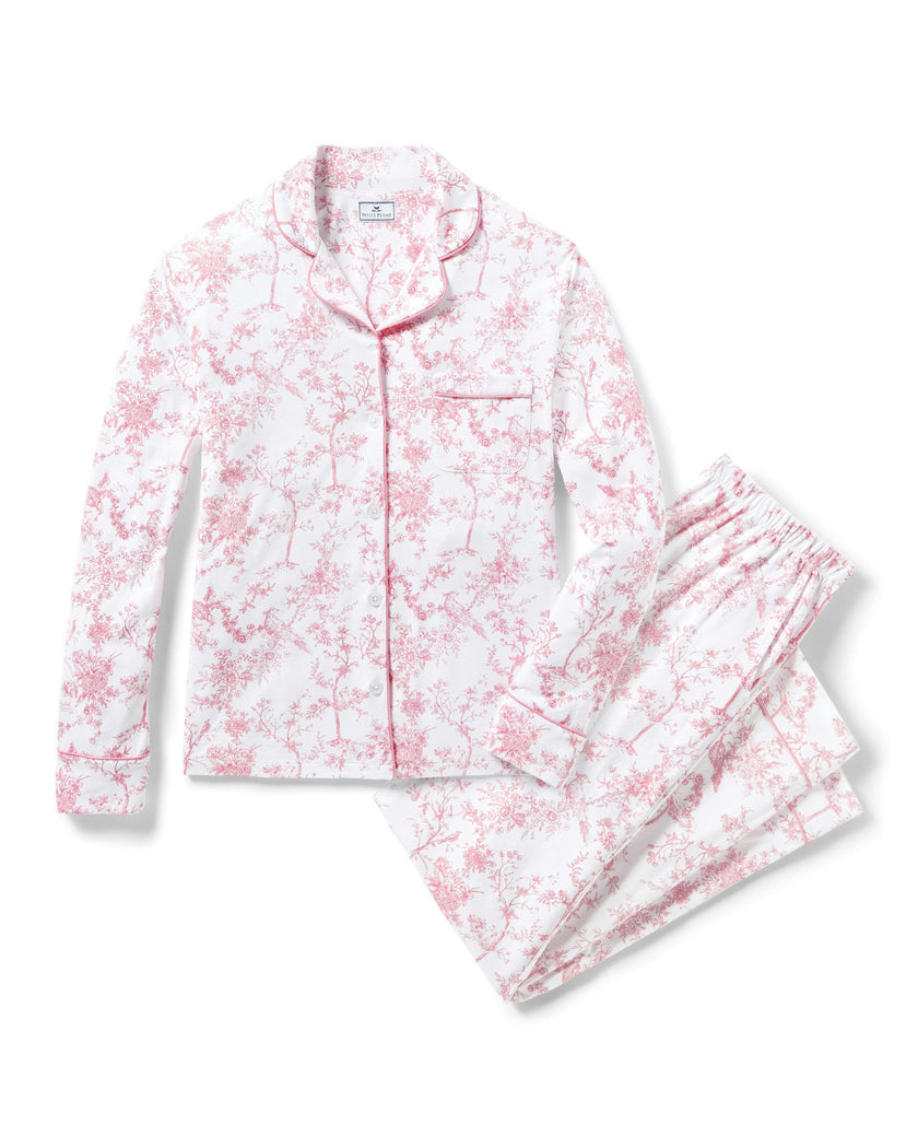 Women's Pima Pajama Set in Pink Timeless Toile