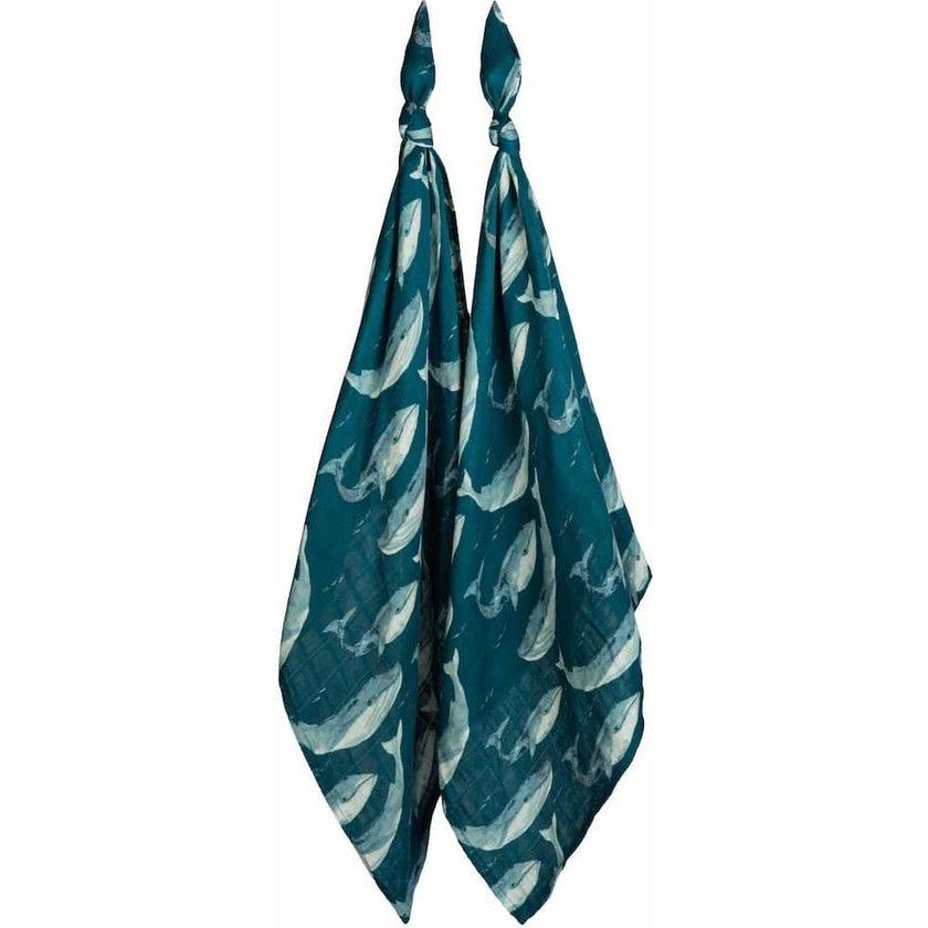 Blue Bamboo Muslin Two-Piece Burp Cloth Set