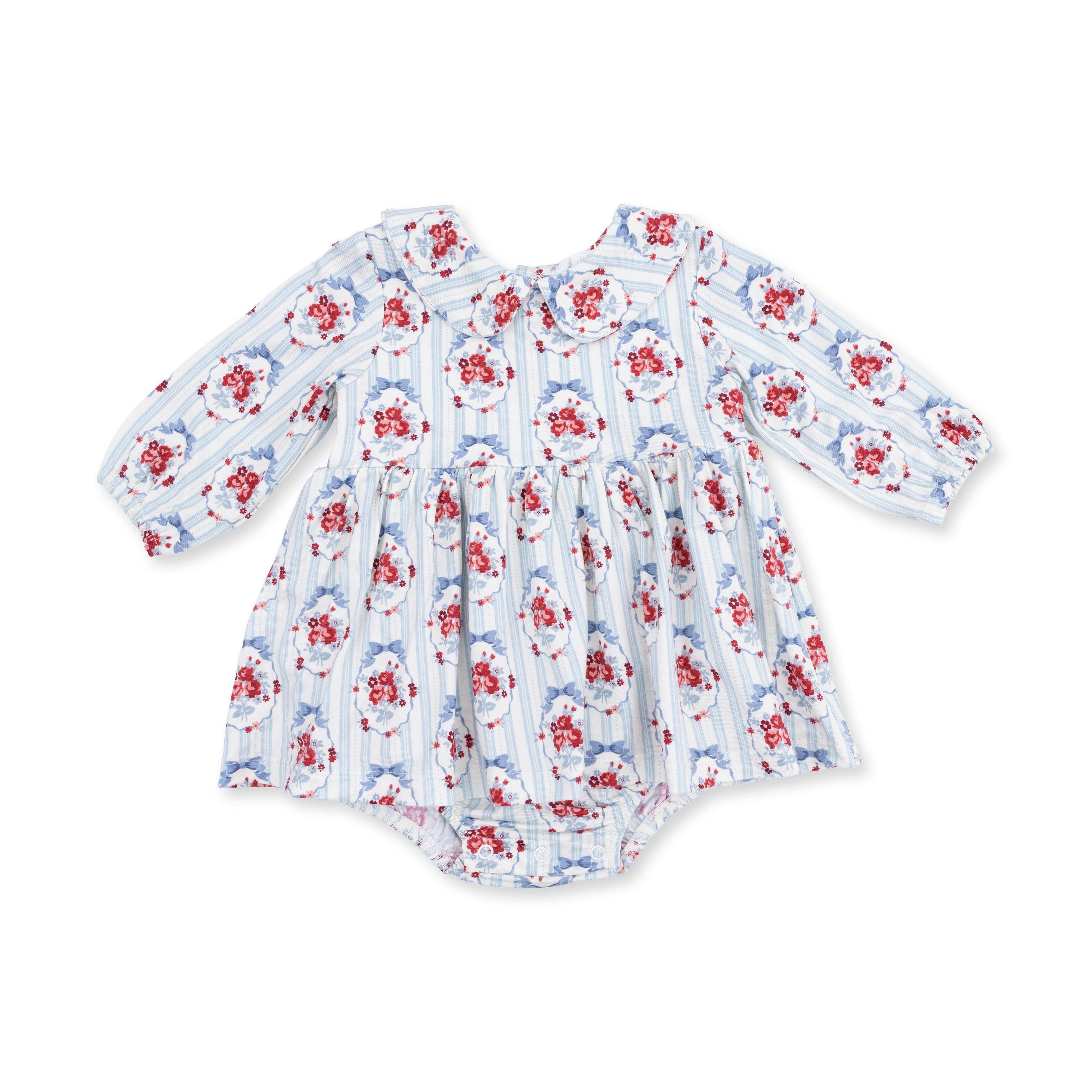 Beverly Cameo Stripe - Long Sleeve Bubble with Peter Pan Collar and Skirt