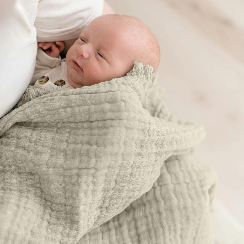 Multi-Layer Dove Grey Ombre Muslin Cotton Baby Blanket