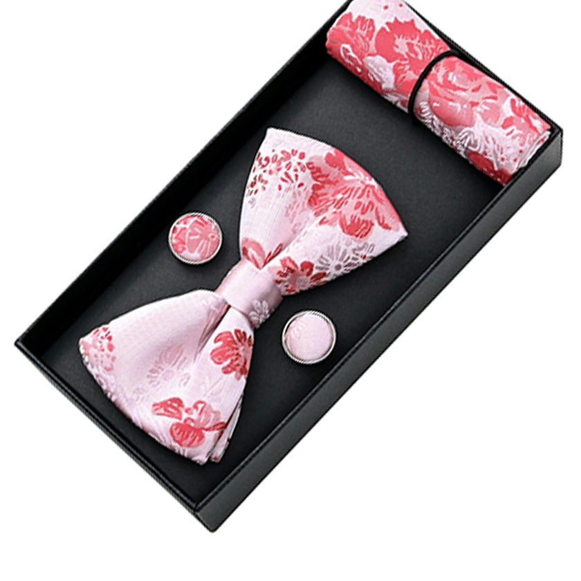 Pink and Red Floral Bowtie Set