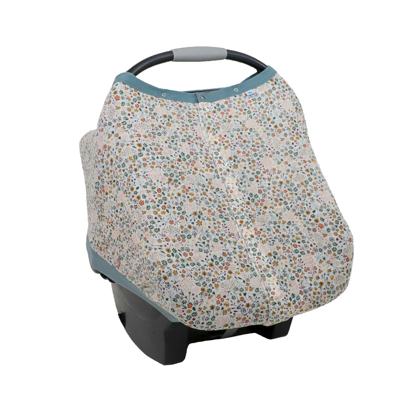 Cotton Muslin Car Seat Canopy - Pressed Petals