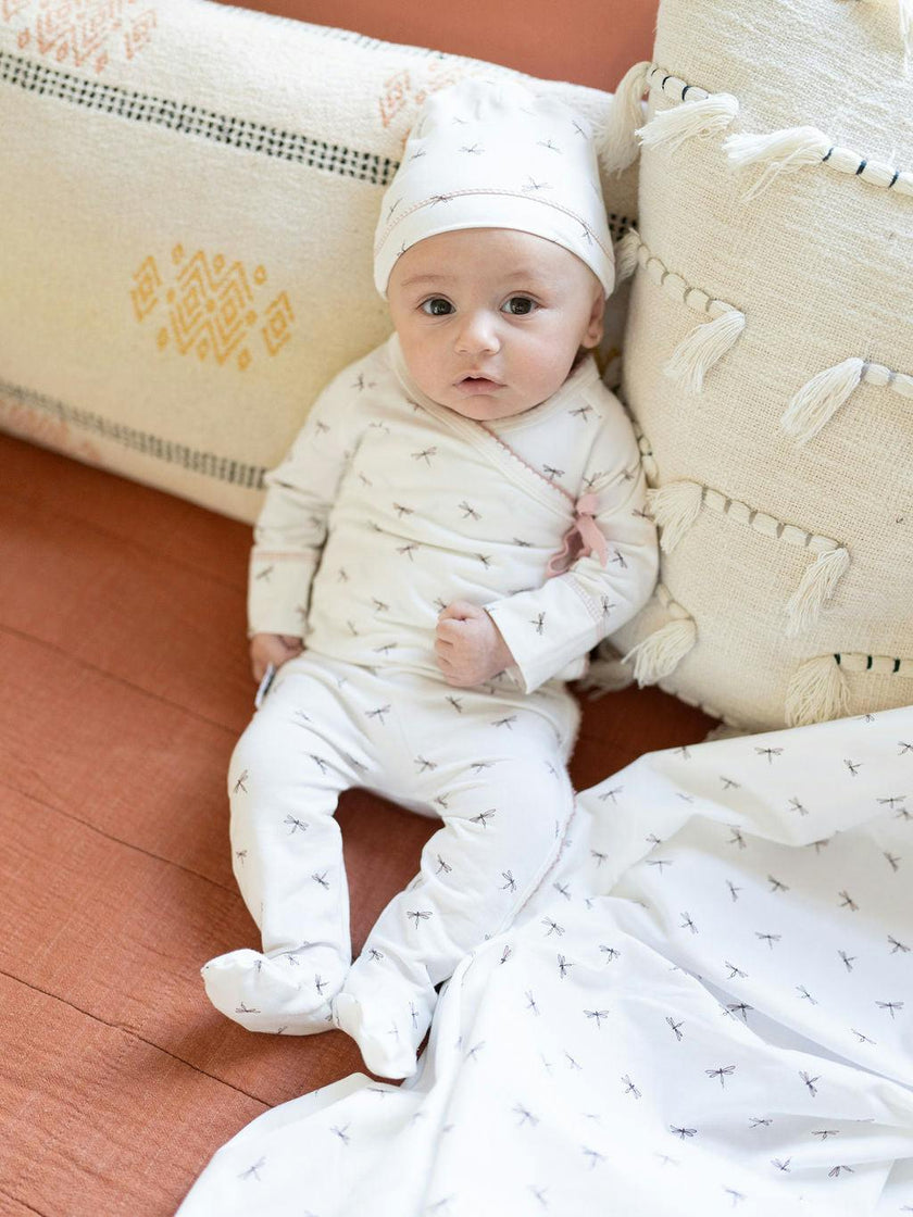 Dainty Dragonfly Print Kimono Footie