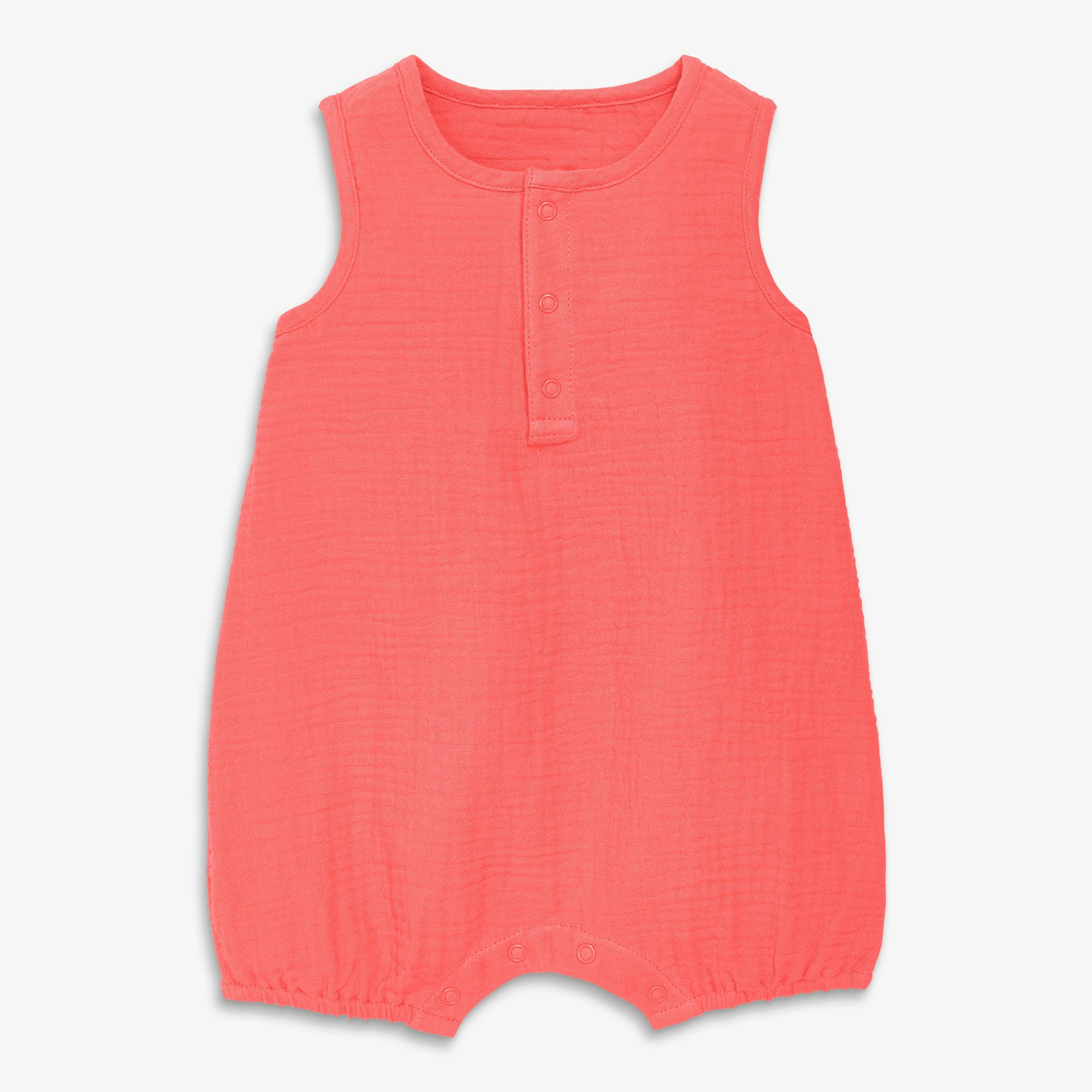 Clearance baby cotton gauze henley bubble shortie