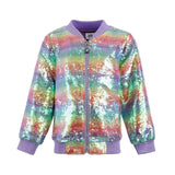 Rainbow Sequin Stripe Bomber