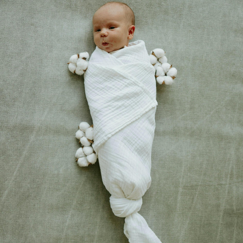 Organic Cotton Muslin Swaddle Blanket 2 Pack - White