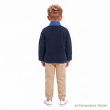 Colorblock Sherpa Full Zip | Navy & Green