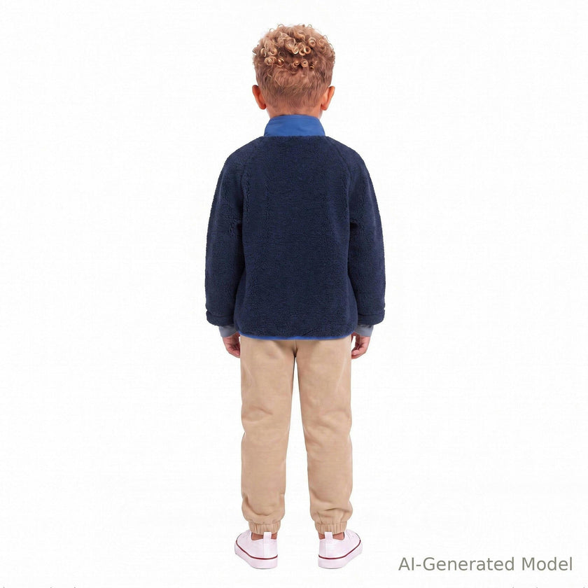 Colorblock Sherpa Full Zip | Navy & Green