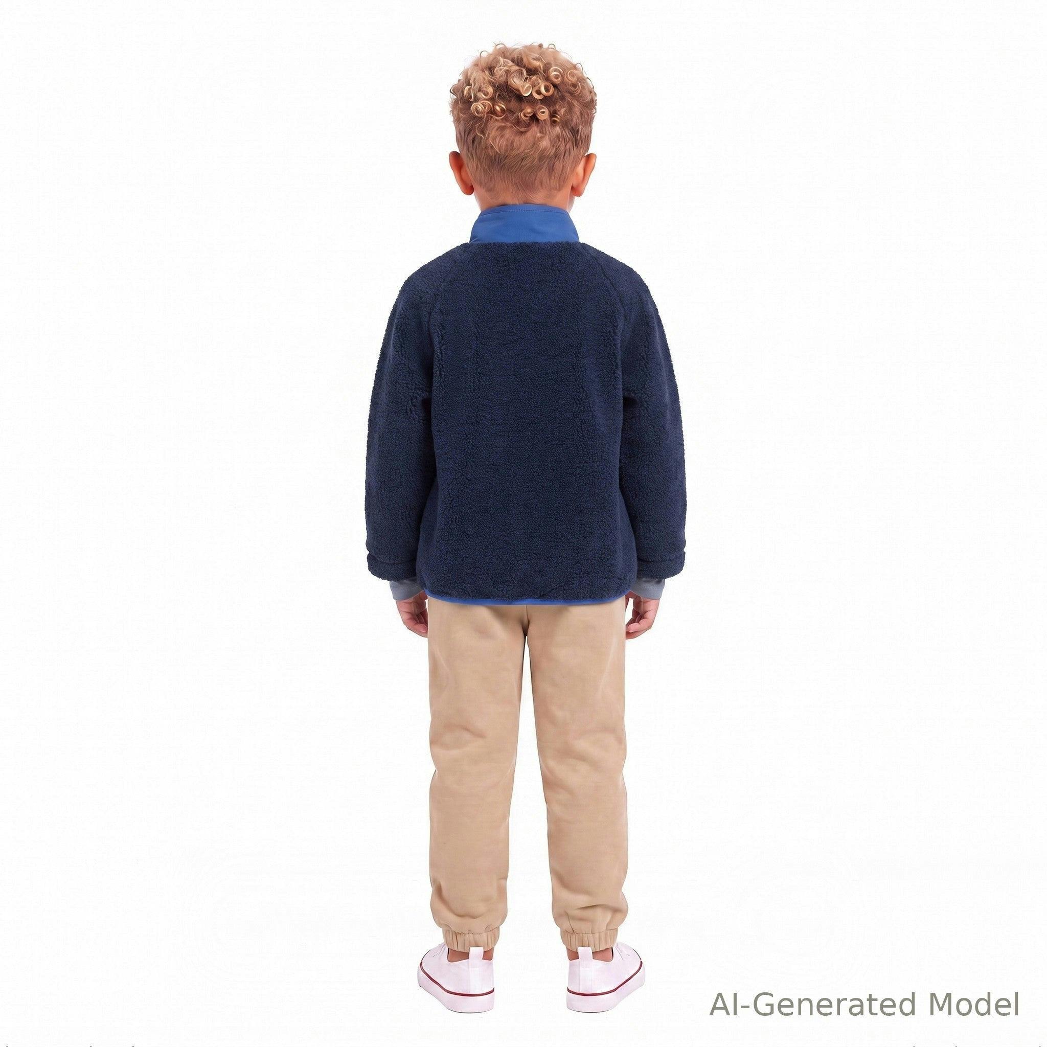 Colorblock Sherpa Full Zip | Navy & Green