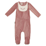 Girl's Embroidered Bib Long Sleeve Footie
