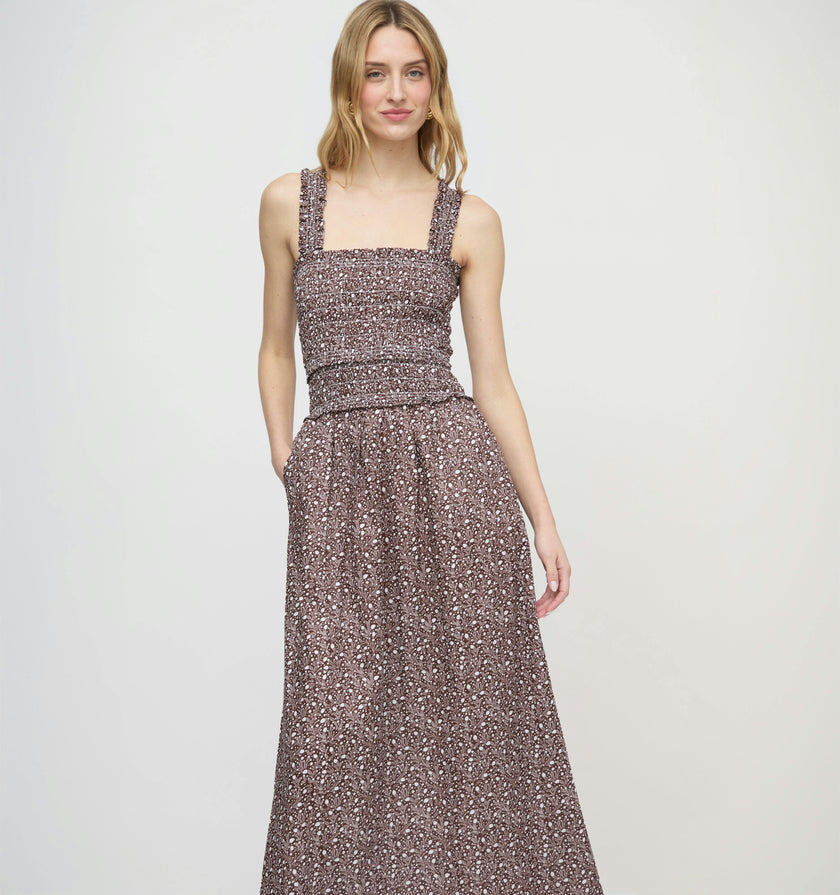 The Azalea Maxi Nap Dress - Chocolate Ditsy Thistle