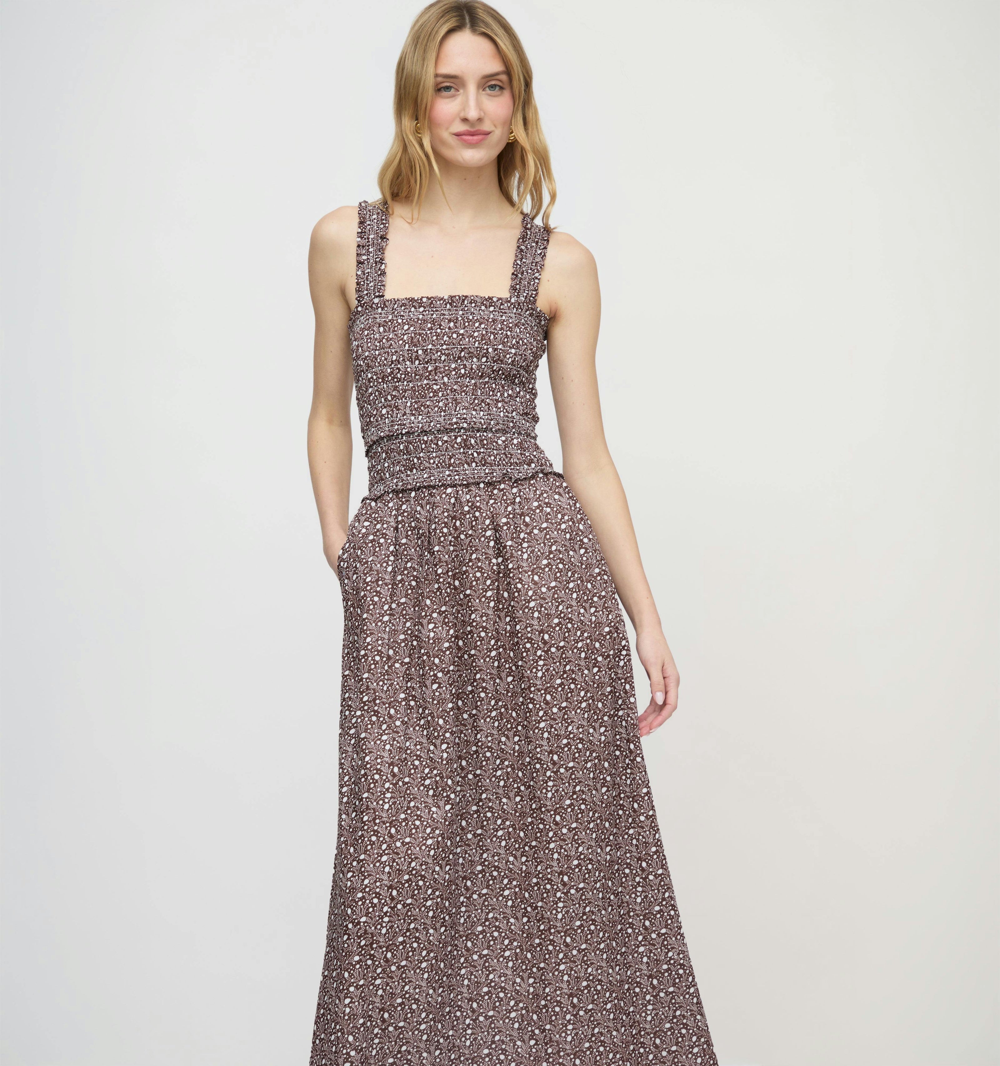 The Azalea Maxi Nap Dress - Chocolate Ditsy Thistle