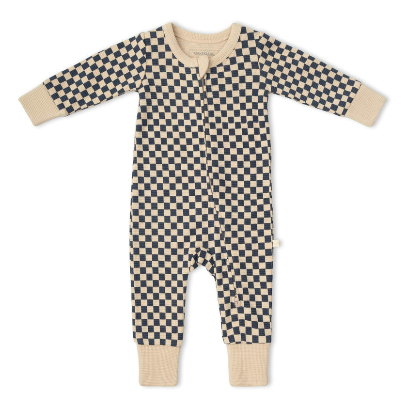 Organic 2-Way Zip Romper - Midnight Check