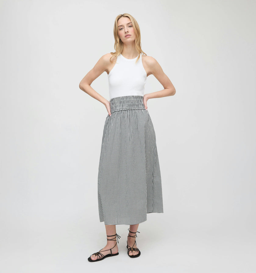 The Delphine Nap Skirt - Black/Sand Gingham