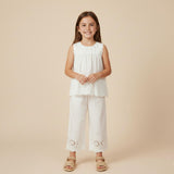 Organic Eyelet Top And Pant Set - Ivory Eyelet