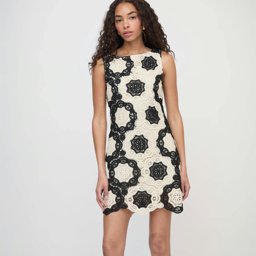The Lisandra Dress - Black/Ivory Crochet Lace