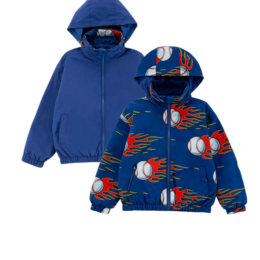 Max Reversible Rain Jacket Windbreaker, Baseball Fire