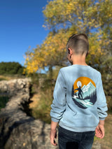 JESTER blue snowboard back print sweatshirt