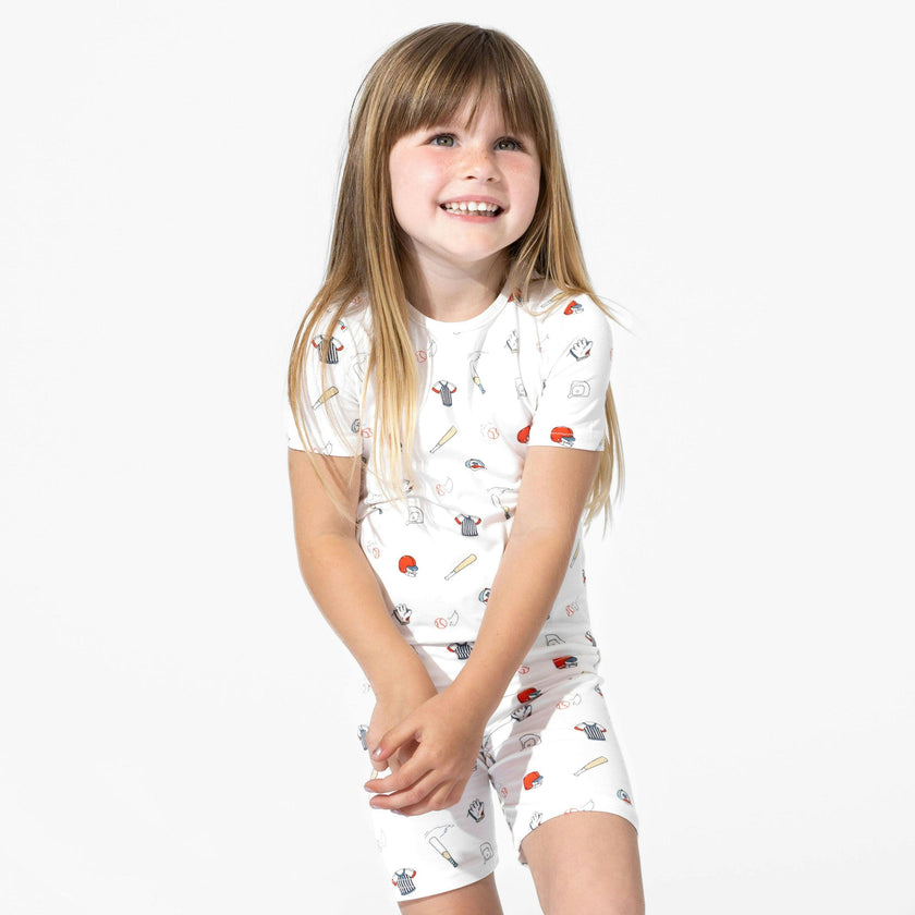 Baseball Bamboo Kids Pajama Short Set